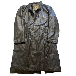 Adler Trench Coat Mens Medium Brown Genuine Leather Long Duster Jacket Classic